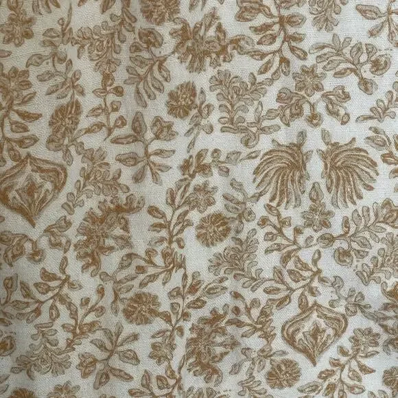 Faherty Boho Floral Dress Women's Medium Tan Tasseled Organic Cotton Cottagecore - Picture 3 of 11